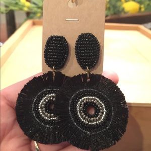 Black beaded circle earrings